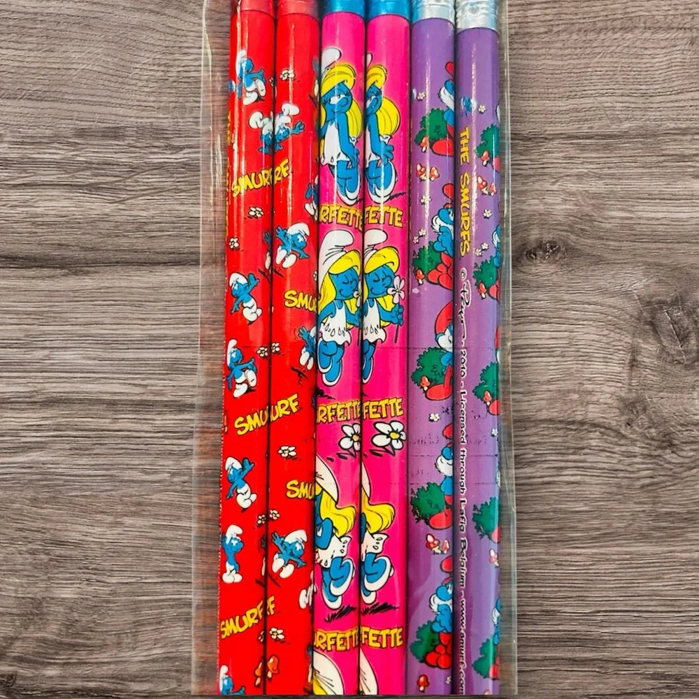New Pencils vintage The Smurfs 6 pack pencils No.2 real wood Innovative Designs